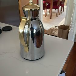 Stainless Steel Thermal Coffee Carafe with Gold Trim