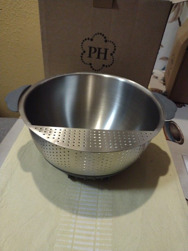 Princess House Tazon colador de acero inoxidable de 10. 1/4". D .12. 1/4" L