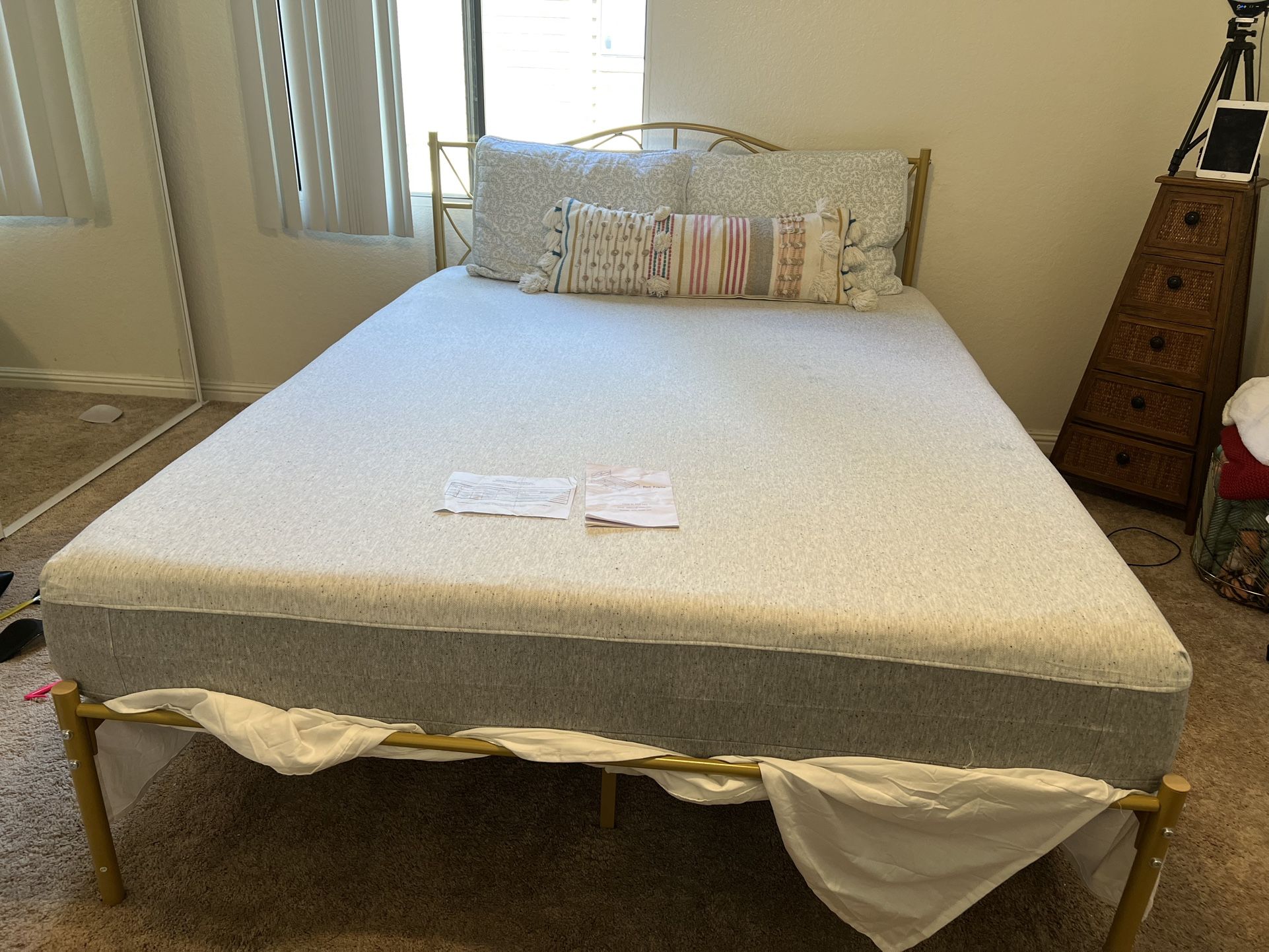 *Queen Bed frame And Headboard With Mattress