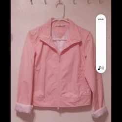 Tommy Hilfiger Jacket Windbreaker Pink And White New Medium Size 