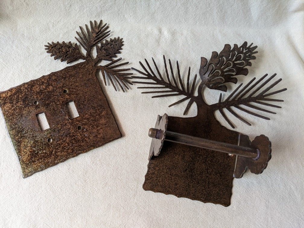 Unique Pine Cone light switch plate & Toilet Paper Holder