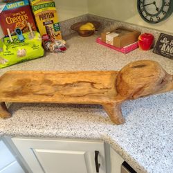 Hand Carved Wooden Pig Serving Platter