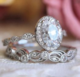 New 18 k white gold wedding ring set engagement ring