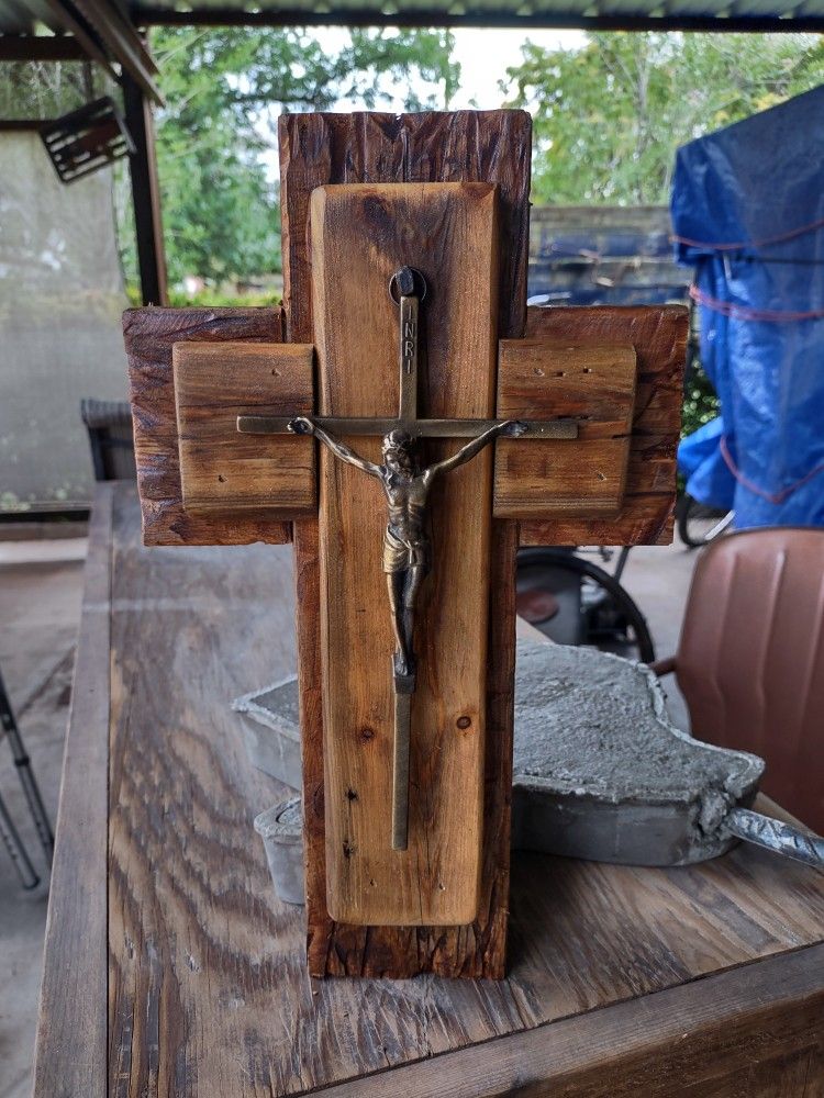 Wood Cross With Crusifix