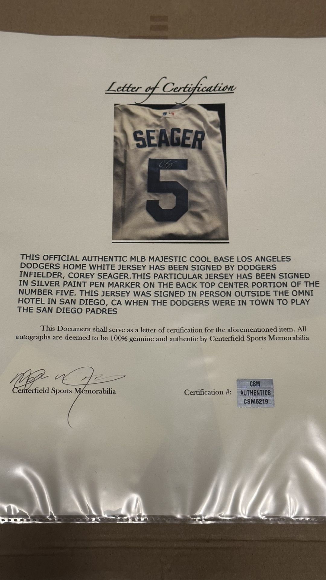 Corey Seager Autograph Jersey Los Angeles Dodgers Texas Rangers