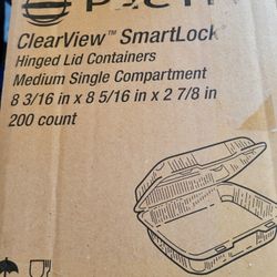 8"X 8" X 3" Clear Hinged Plastic Container 200 Pcs. $55 Each Box