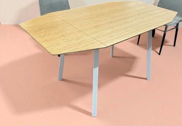 Extendable Dining Table Wood Top Metal Legs
