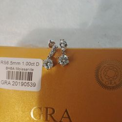 Valentine's Gift One Carat Moissanite Earrings 