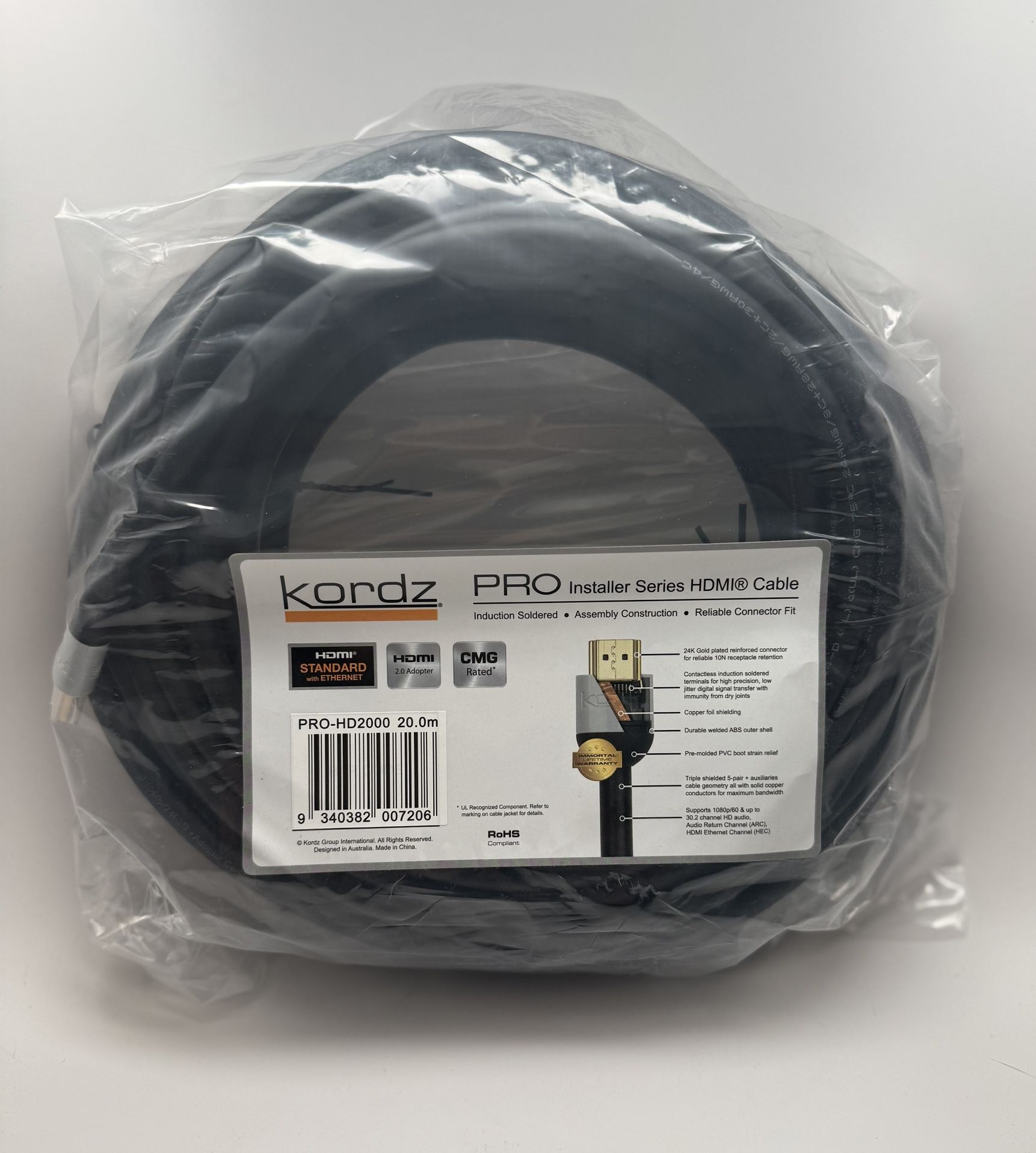 Kordz PRO-HD2000 Pro Series Passive 20.0M 4K HDMI Cable
