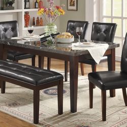 6 PCS OR 7 PCS Lenox Collection Marble top dining table set   Now 1098.00 Free Delivery 🚚 