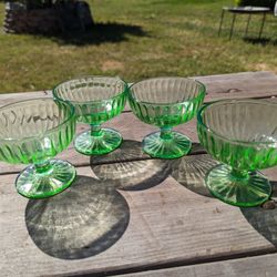 Vintage Uranium Glass Sherbet Cups - Set of 4 (3-Inch)

