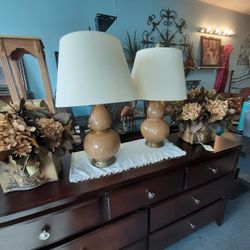 Vintage Castilian Lamp Set  28in Tall