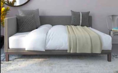 Full Size Grey Upholstered Corner Daybed