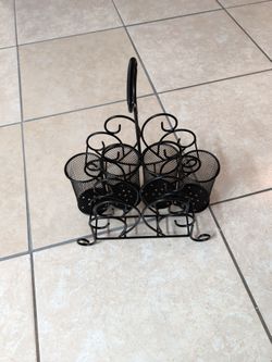 Black Metal Wire Utensil Caddy with Handle