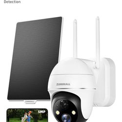 ZUMIMALL 5MP Security Cameras Wireless Outdoor, Solar Security Camera Outdoor with 360° PTZ, Battery Powered Camera for Home Security Outside, Color N