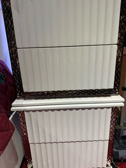 White Tall Dresser with Ornate Dark Frame