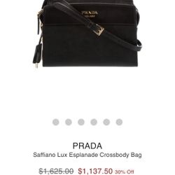 Black Leather Prada Crossbody Purse 