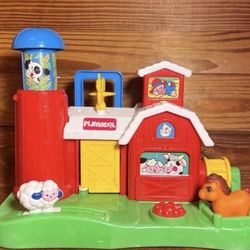 Vintage Playskool Activity Farm Take Along Toy 1989 Pop Up Push Down Slide