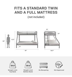 Twin over full metal bunk bed