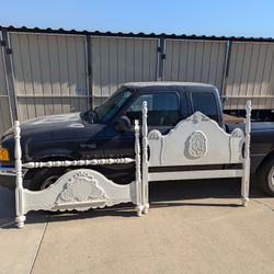 Antique Full Size Four Poster Headboard &Footboard 
