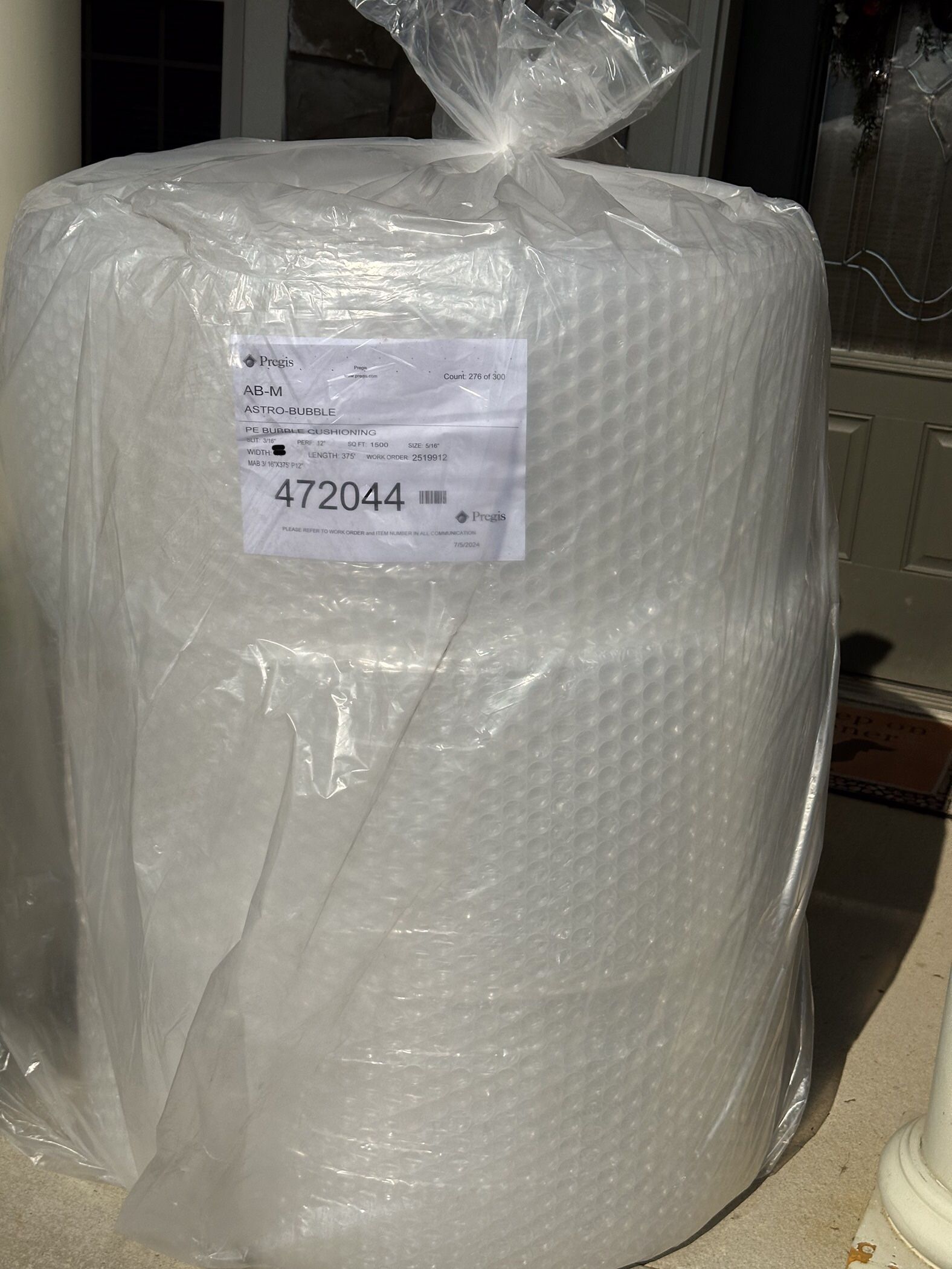 (1) Roll of Bubble Wrap 5/16” X 16” WIDE X 375’ Long