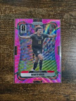 Mint 2026 Panini Prizm World Cup Portugal RENATO VEIGA Pink Wave Refractor #/45