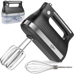 5-Speed​ Electric Hand Mixer with Snap-On Storage Case, Whisk Beaters, 250-Watt-Black