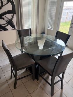 Round Glass Top Counter Height Dining Set
