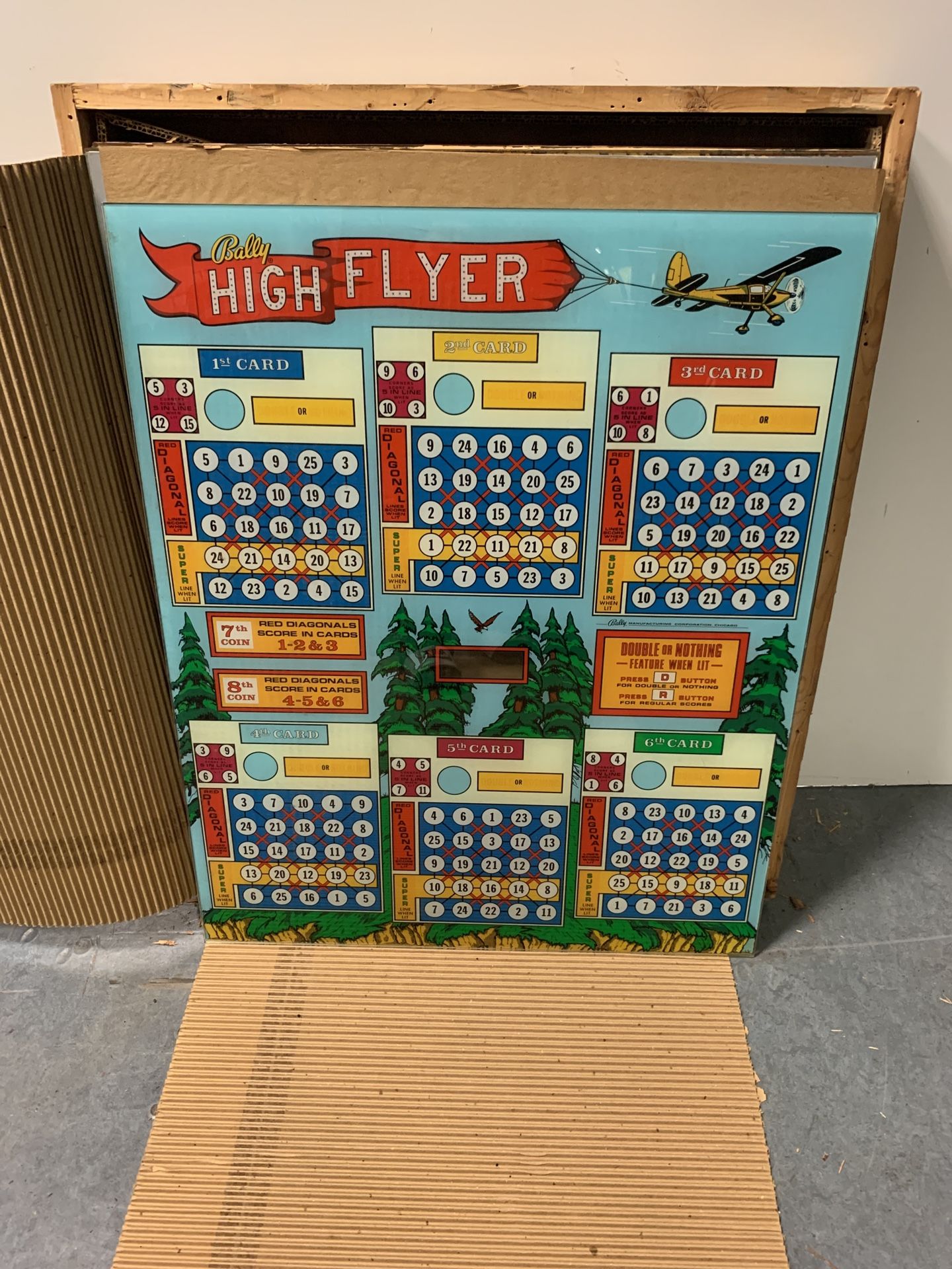 Bally HIGH FLYER Bingo Backglass BRAND NEW ORIGINAL 1977!!! (more available)