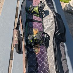 Snowboard, Bag, Boots, Helmets, Goggles, And Gloves 