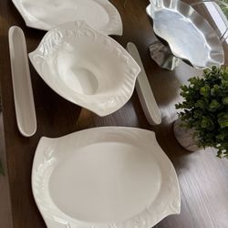 Plate Set, Cake Stand And Flower