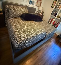 2 Twin XL adjustable base and mattresses + bed frame