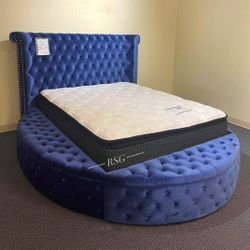 I’m Jon Green, Wayne’s Home Sales Representative🌟 Black, Gray, Blue Velvet Round Shaped Queen Size Bed Frame With Storage, King Size Bed Frame With S