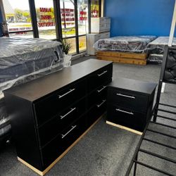 Dresser and 1 Nightstand ⭐️ Cómoda y 1 Mesita de Noche 🚚(Immediate-Delivery)💨