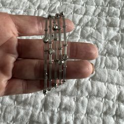 Silver And White Rhinestones Bracelet