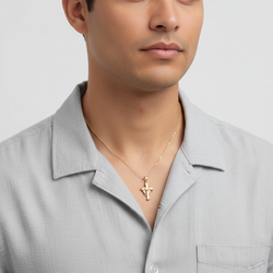 14K Yellow & Rose Gold Draped Cross Pendant