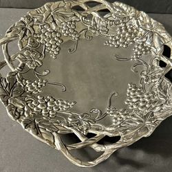 Godinger Silver Plated Grape Leaf Serving Tray or Platter.