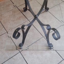 Two Tables (Coffee/Side matching Beveled Glass Iron Detail Base