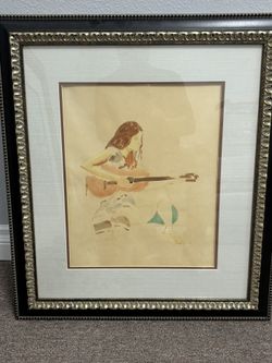 Painting Women With Guitar 27” X 24”
