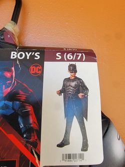The BATMAN 3 PC halloween Costume Muscle Chest Jumpsuit, Cape, Mask Sz S 6/7 NEW