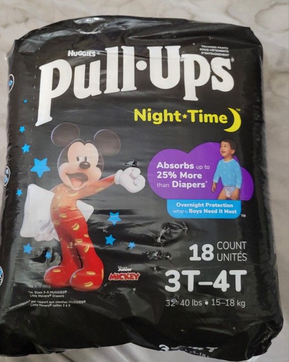 Huggies Pull-Ups Boys' Night-Time Potty Training Pants 3T-4T (18 COUNT) FOR $8