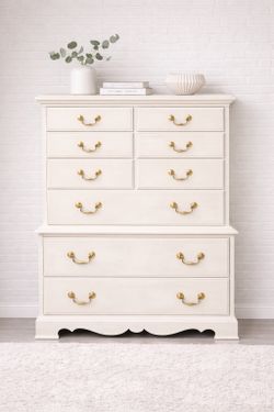 ✨ Soft Cream French Cottage 5-Drawer Dresser