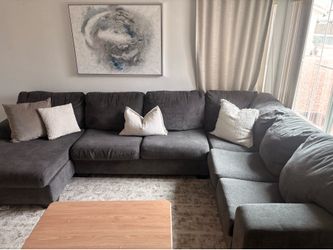 Dark Gray Sectional Couch Good Condition