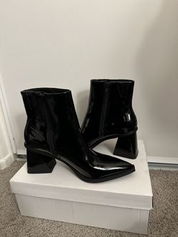 Black Latex Ankle Boots