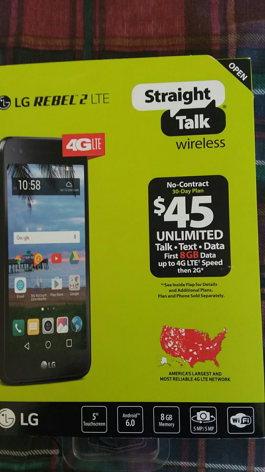 STRAIGHT TALK PHONE LG REBEL 2 LTE PRE PAID PHONE