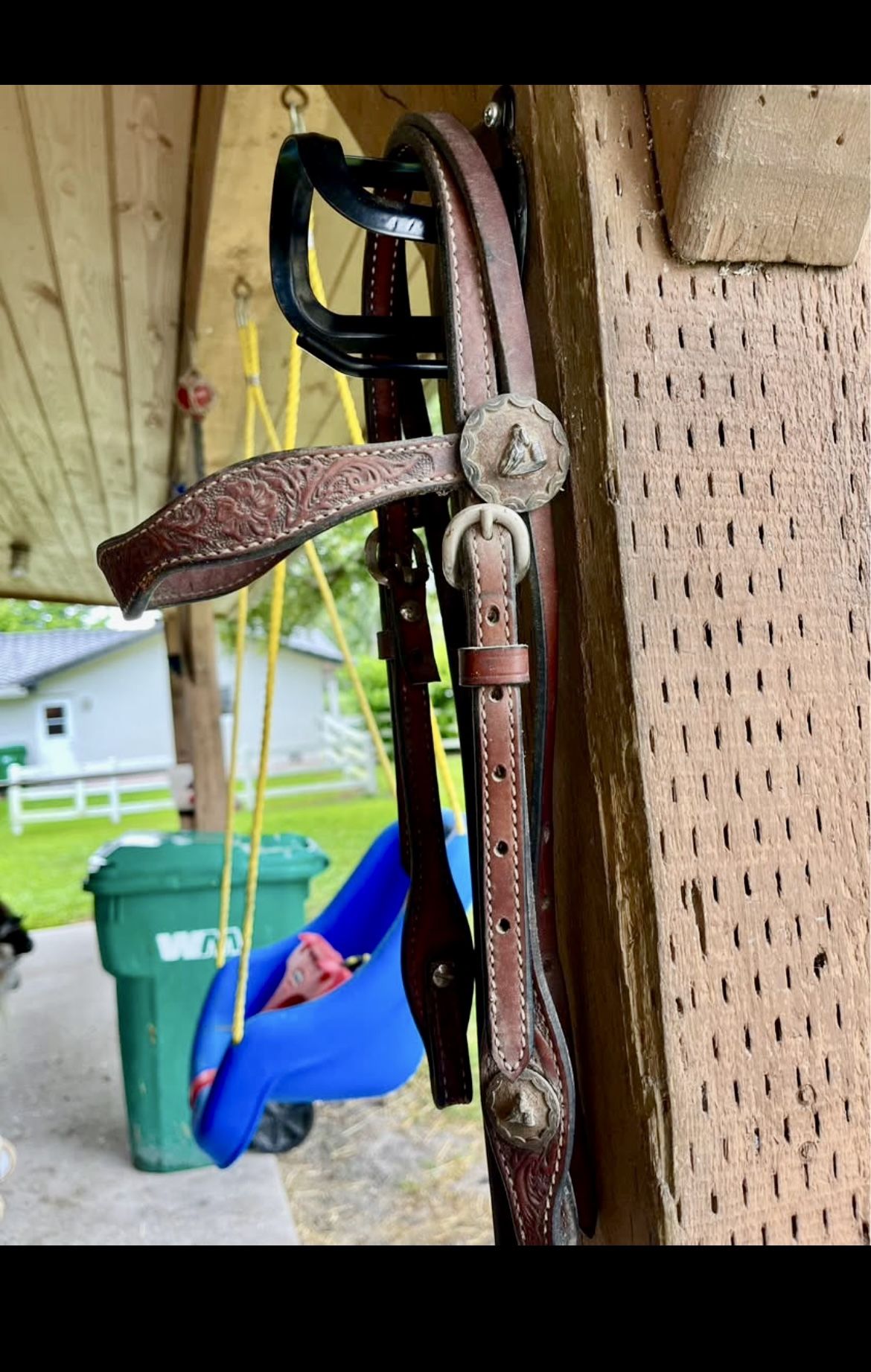 Leather Browband With Barrel Conchos