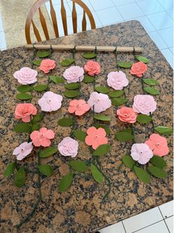 Pink Hanging Flowers Wood Wall Decor