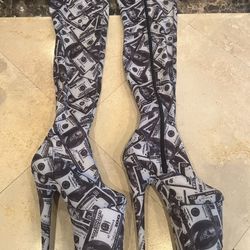 8Inch Money Thigh High Boots Size 7