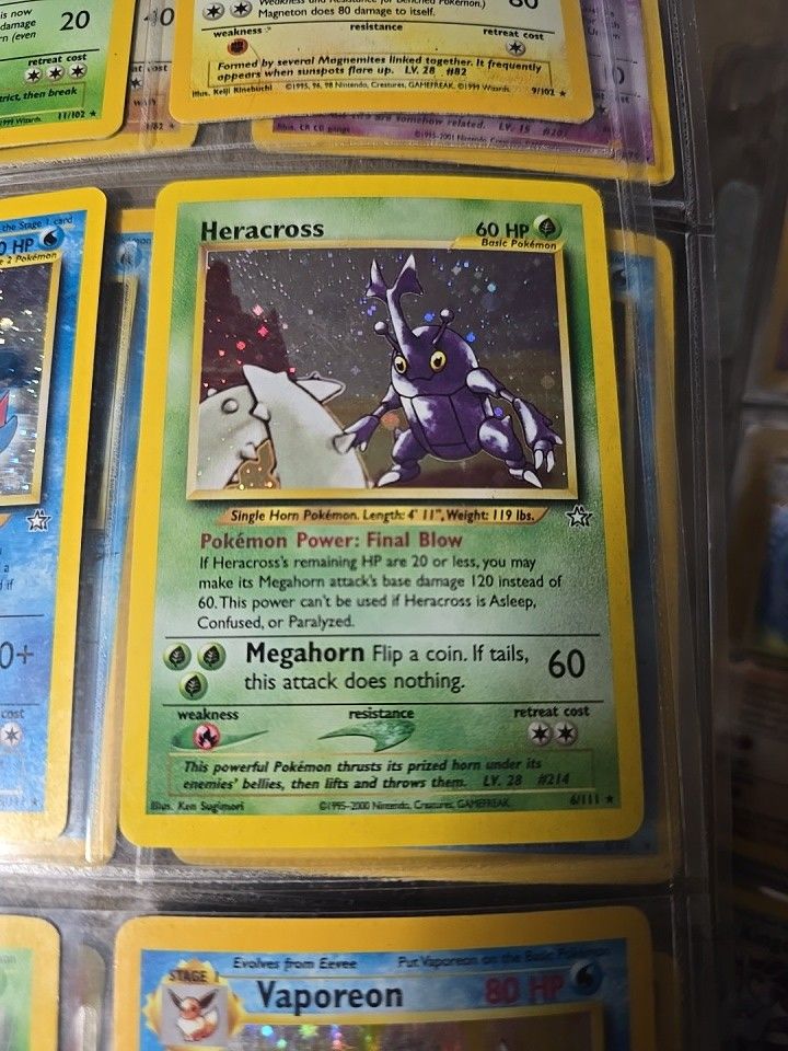 Pokemon Heracross Neo Genesis Set 2000 #6 Holo Rare NM