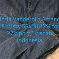 Gloria Vanderbilt Amanda 18 Missy 37x30 72% cot, 27% poly, 1% span. Indonesia East, west, north